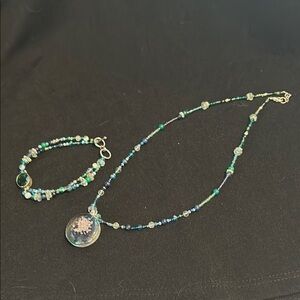Handcrafted Necklace and Bracelet Set with lapis, fluorite, citrine, & agate